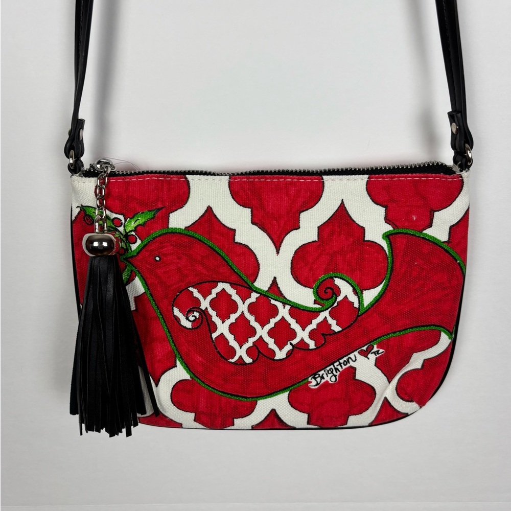 Brighton Love Dove Crossbody Pouch Red White Tassel - Picture 11 of 11
